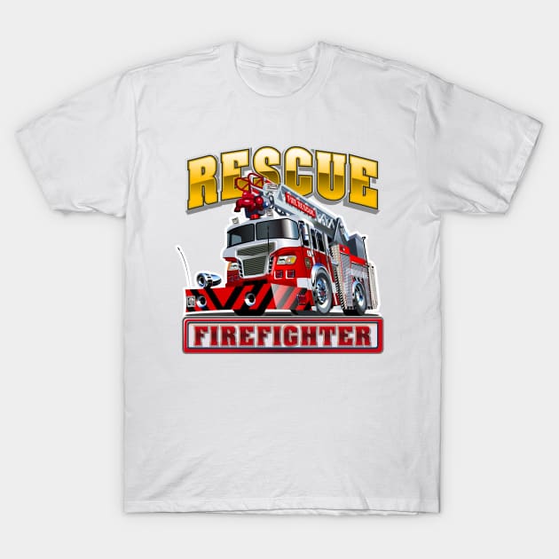 Cartoon Fire Truck T-Shirt by Mechanik